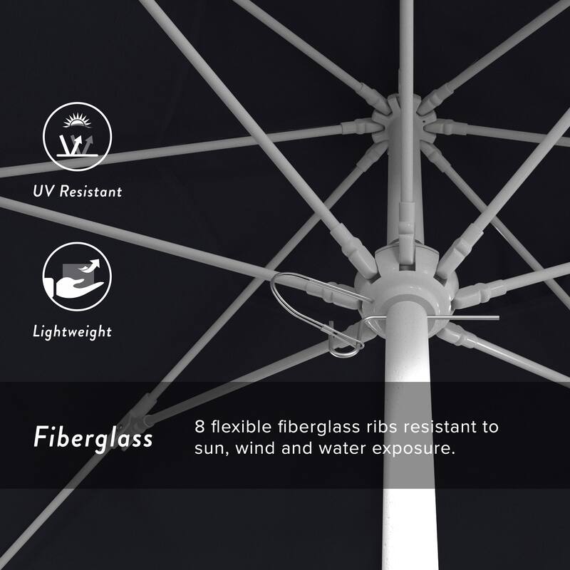 California Umbrella 75' Venture Series Patio Umbrella, White Aluminum Pole Fiberglass Ribs Push Lift Sunbrella
