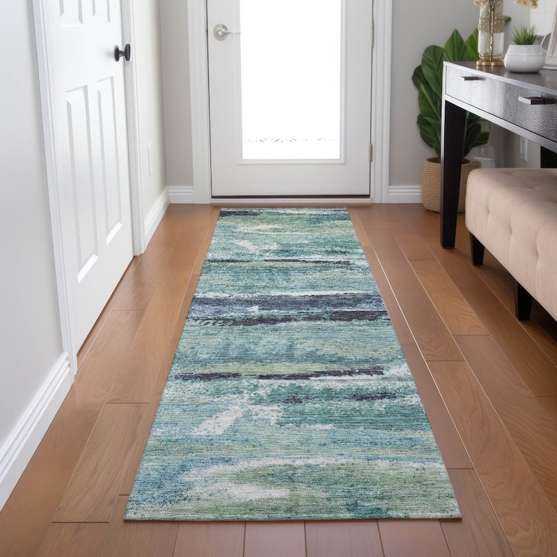 Machine Washable Indoor/ Outdoor Abstract Modern Chantille Rug