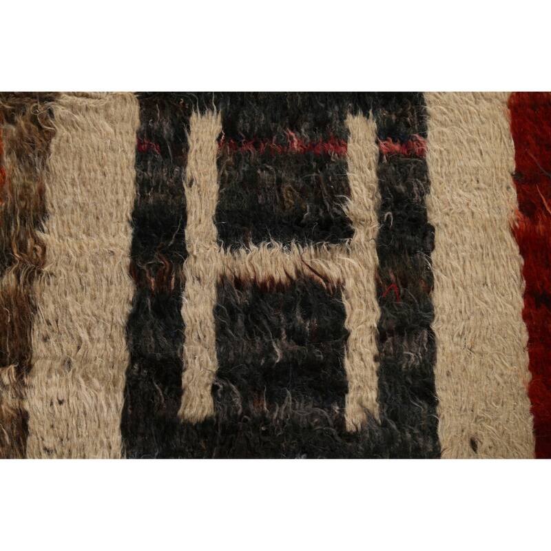 Hand Knotted Oriental 100% Wool Carpet Modern Tribal Multi-Colored Moroccan Area Rug - 9' 7'' X 6' 9''