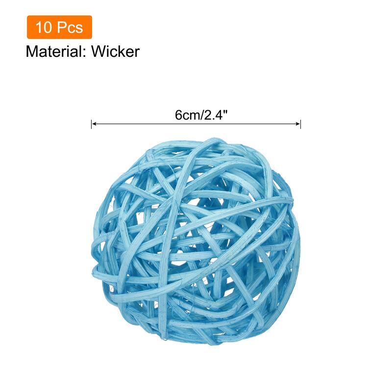 10 Pcs Wicker Rattan Balls 2.4 Inch Rattan Decorative Balls - Light Blue