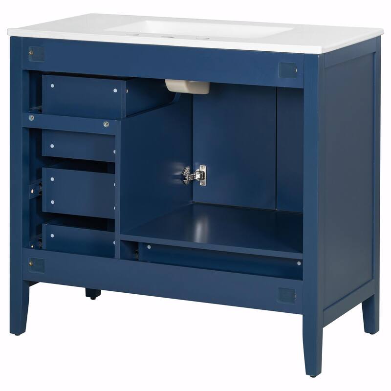 36" Bathroom Vanity with Sink, Cabinet with Soft-Closing Door, 4 Drawers in Varying Sizes
