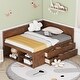 preview thumbnail 23 of 31, Full Size Daybed with Drawers and Shelves Storage Bed Frame Walnut