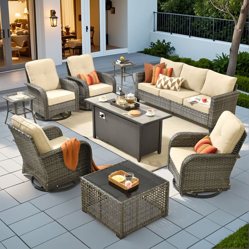XIZZI Outdoor Patio Furniture Grey Wicker Conversation Seating Set