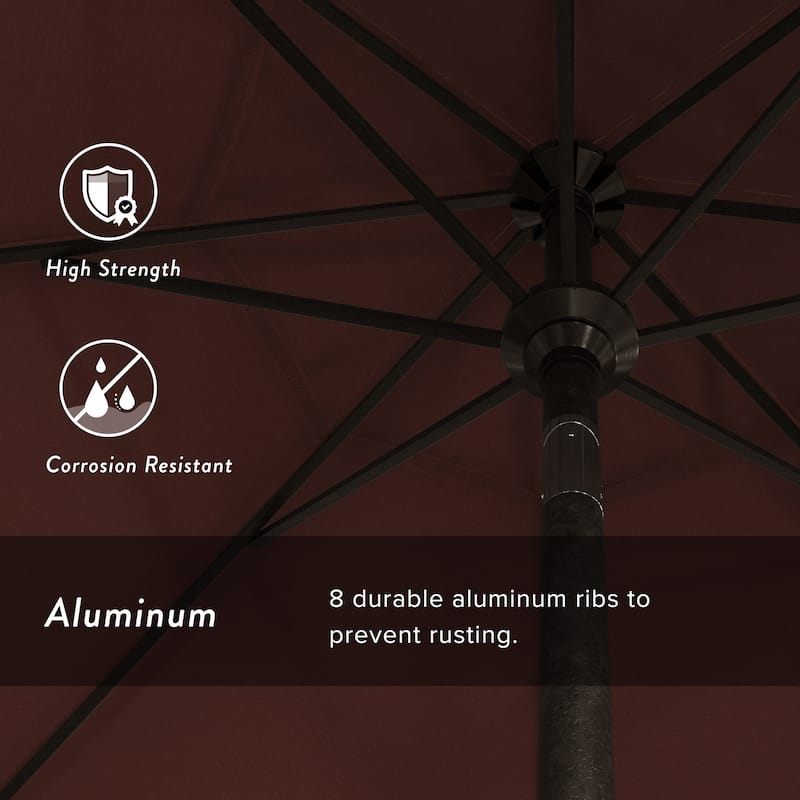 California Umbrella 9-foot Round Crank Lift, Push ButtonTilt, Bronze Frame Finish, Aluminum Patio Umbrella with Sunbrella Fabric