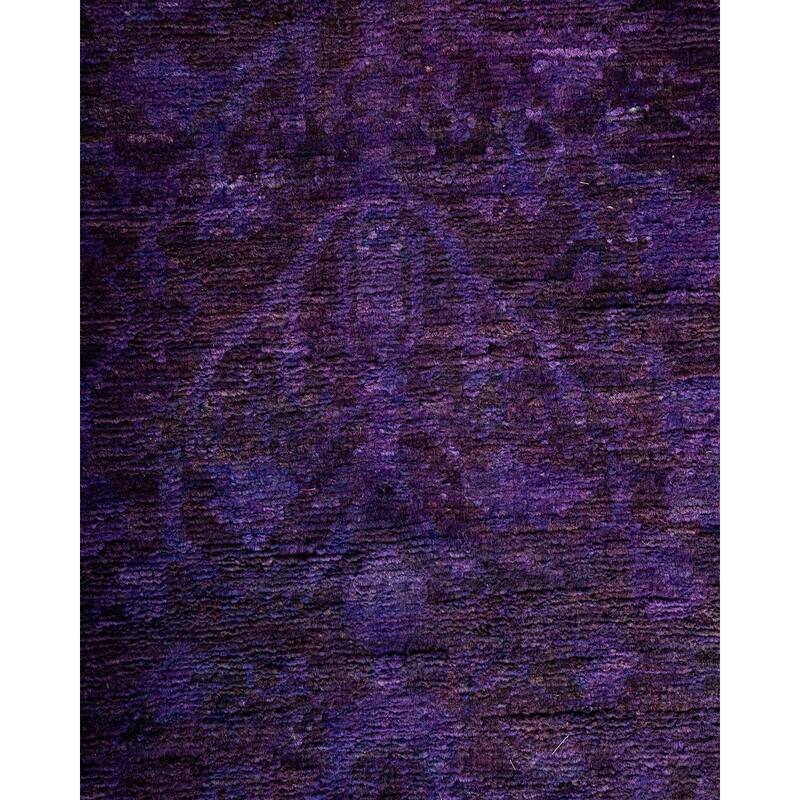 Overton Hand Knotted Wool Vintage Inspired Modern Contemporary Overdyed Purple Runner Rug - 3' 1" x 14' 10"