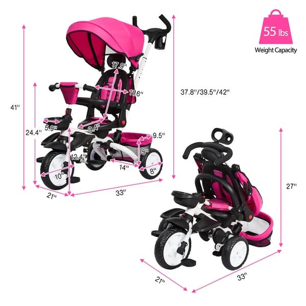 dimension image slide 1 of 3, 7 in 1 Folding Toddler tricycle