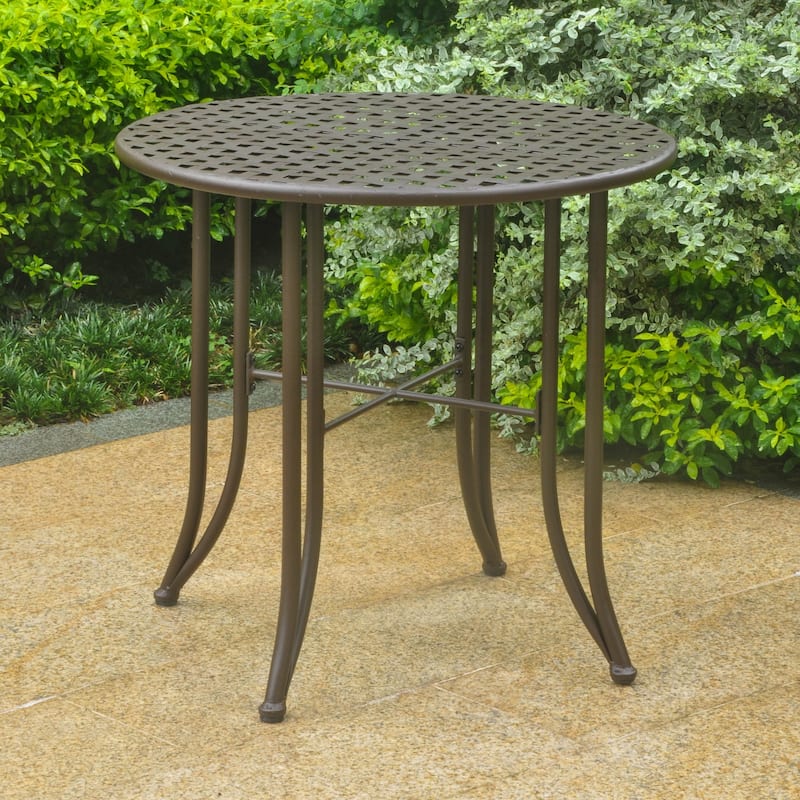 Mandalay 30-inch Iron Patio Bistro Table - Rustic Brown