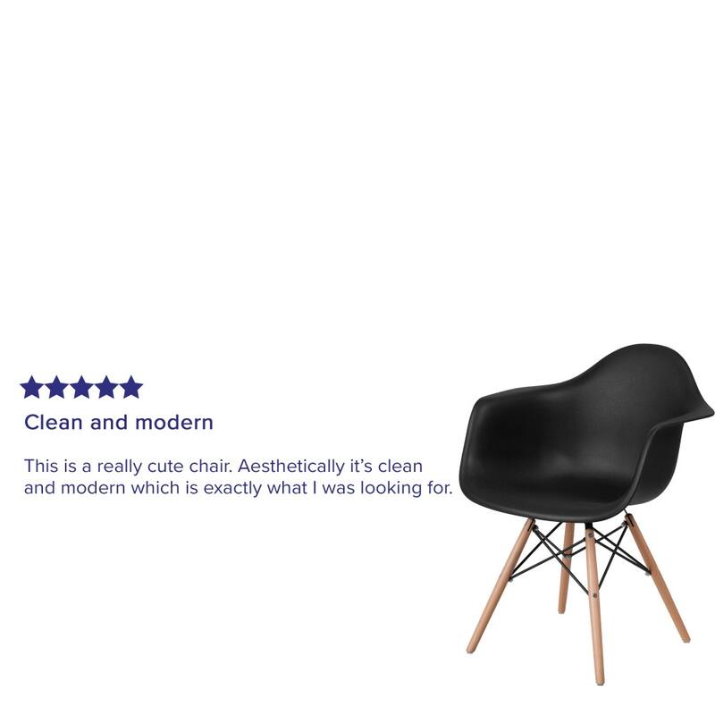 Plastic Chair with Arms and Wooden Legs