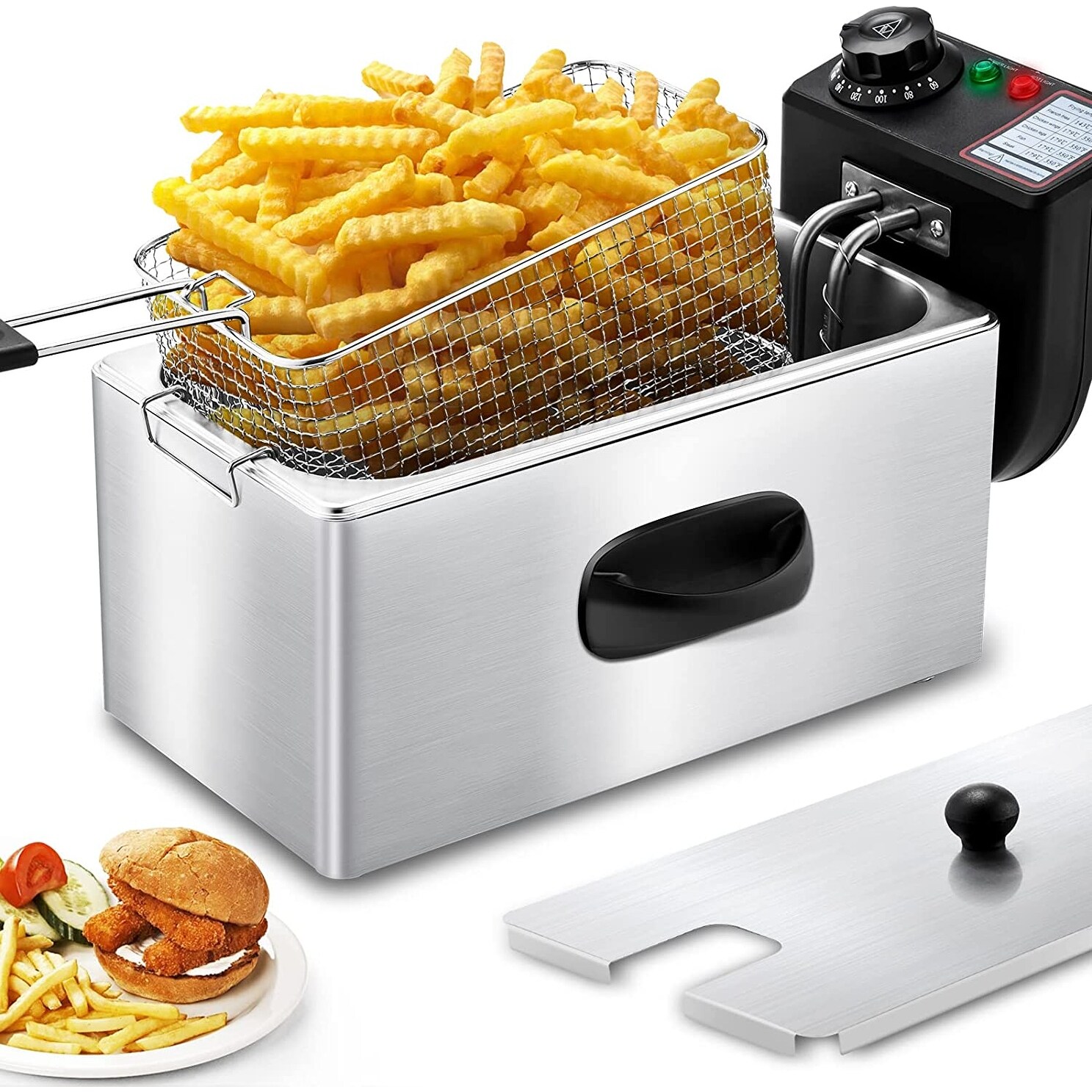 Deep Fryer with Basket, 4.2 Qt Stainless Steel Electric Deep Fryer