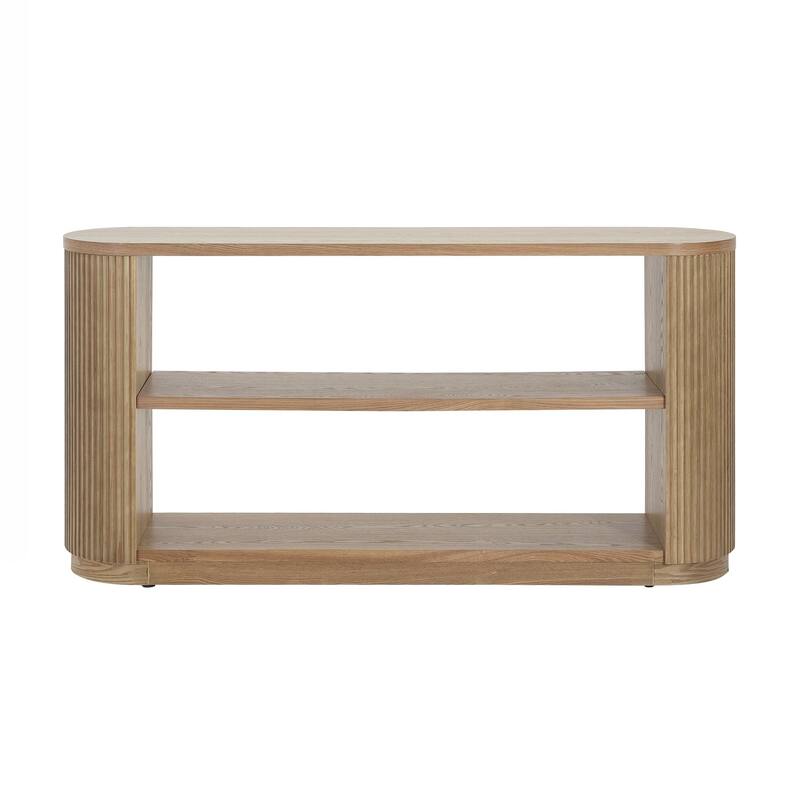 Modern Entryway Console Table - Slim Sofa Table with Open Shelf & Elegant Wood Grain, Hallway Table for Living Room