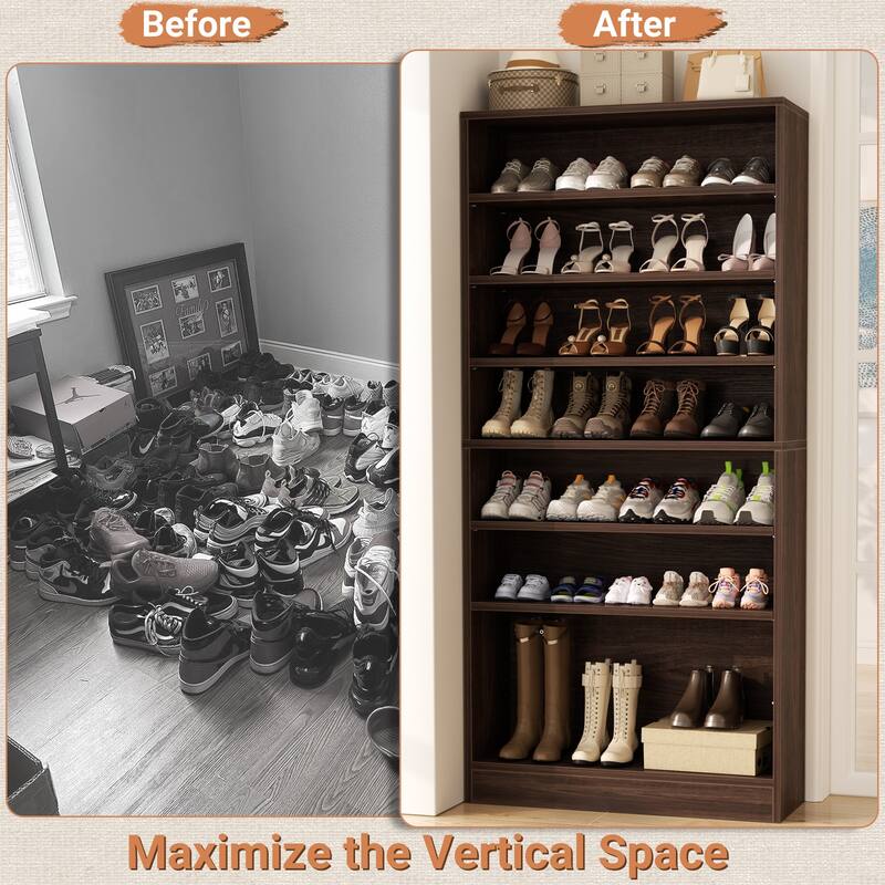 Cimly 45 Pairs Tall Shoe Cabinet, 9-Tier Wooden Shoe Storage Organizer with Adjustable Shelves