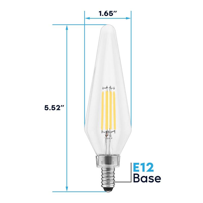 Luxrite E12 Candelabra LED Light Bulbs 60 Watt Equivalent, 3000K Soft White, Enclosed Fixture Rated, Dimmable...