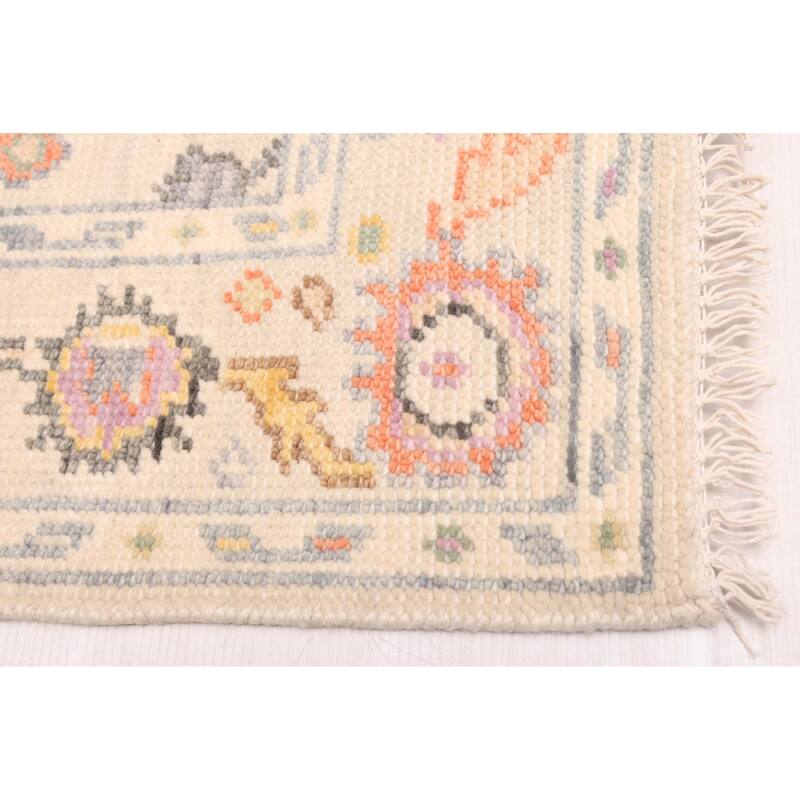 ECARPETGALLERY Hand-knotted Modern Oushak Light Khaki Wool Rug - 3'8 x 5'7