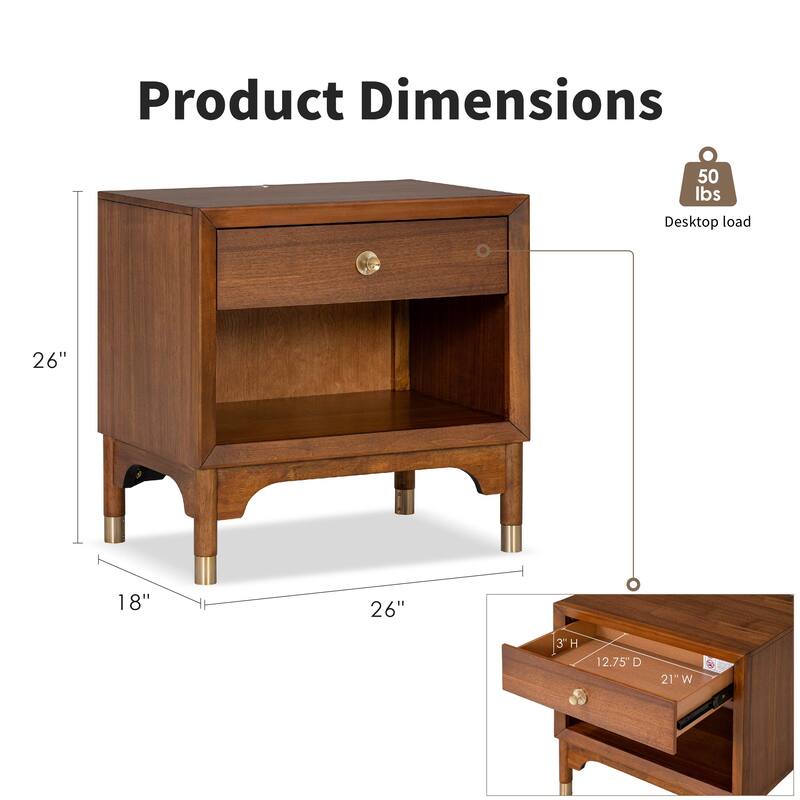 Furniture of America Forma Mid-Century Modern 5-Piece Walnut Solid Wood Storage Platform Bedroom Set