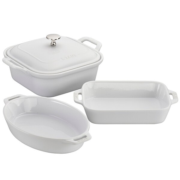 Staub Ceramic 4-pc Baking Pans Set, Casserole Dish with Lid