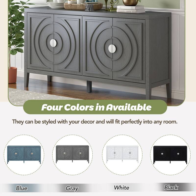 Retro Sideboard door with Circular Groove Design cabinets