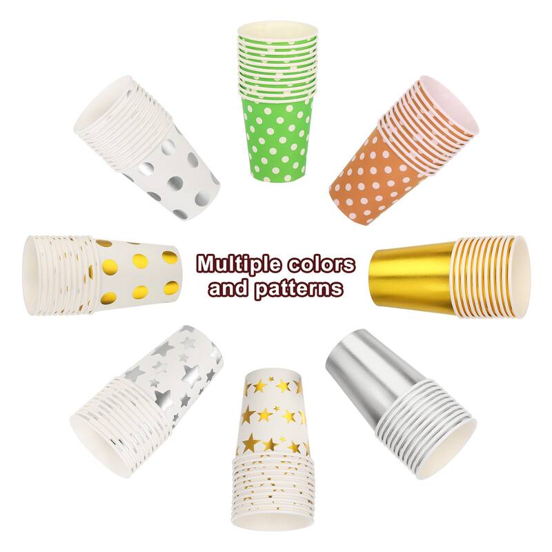 Disposable Paper Cups, 50 Pack 9 OZ Party Decorative Cups for Coffee
