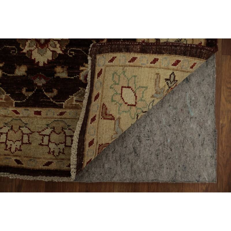 Hand Knotted Oriental 100% Wool Carpet Traditional Floral Brown Peshawar Runner Rug - 18' 0'' X 2' 10''