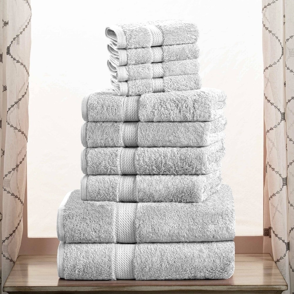 Superior Egyptian Cotton 10 Piece Towel Set Ultra Plush & Absorbent Bath, Hand & Face Towels, Heavyweight Spa Quality