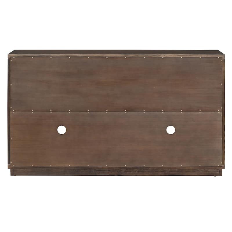 4-Door Large Storage Buffet Cabinet with Glass Doors and Adjustable Shelves