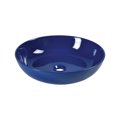Round, ceramic vessel sink