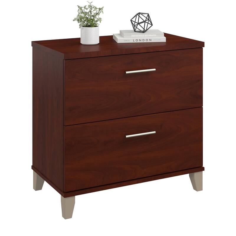 Bush Furniture Somerset 2 Drawer Lateral File Cabinet with Storage - Hansen Cherry