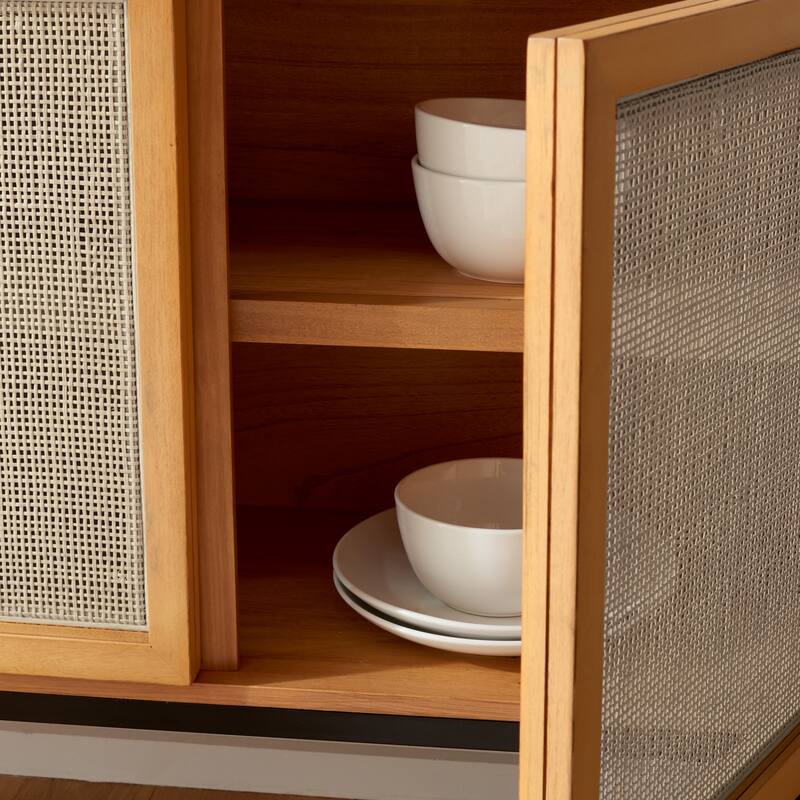 SAFAVIEH Tabetha 2-Shelf Rattan Sideboard - 54 In. W x 15 In. D x 33 In. H - 54Wx15Dx33H