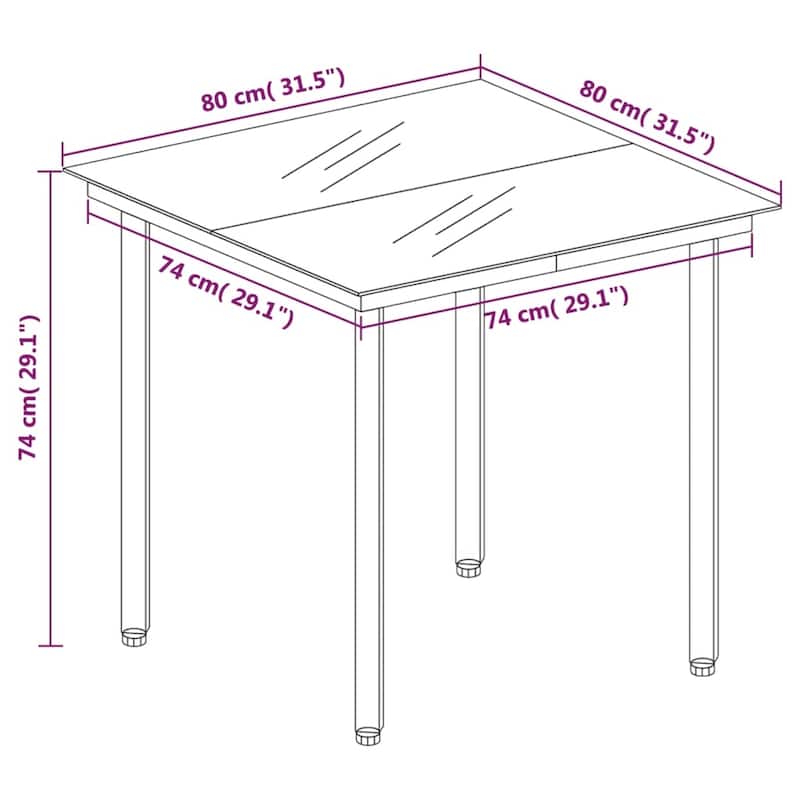 vidaXL Garden Dining Set Gray, Black, Dark Gray - 31.5" x 31.5" x 29.1"/ 4