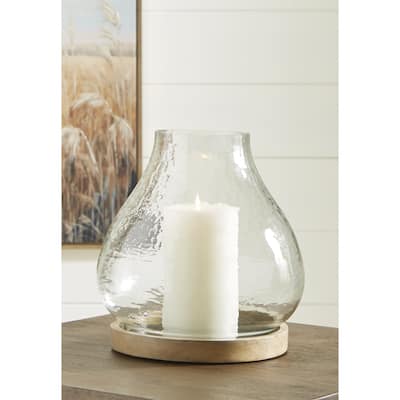 Signature Design by Ashley Adalisen Clear/Brown Candle Holder - 10.5" W x 10.5" D x 12" H