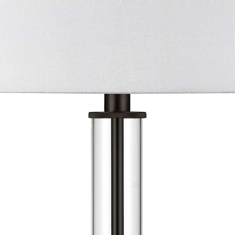 Elk Home Roseden Court Clear With White Linen Shade 1 Light Table Lamp