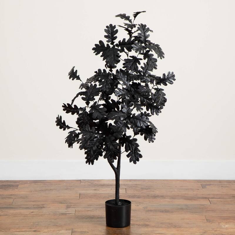 Black Oak Artificial Halloween Tree with Pot - 4'