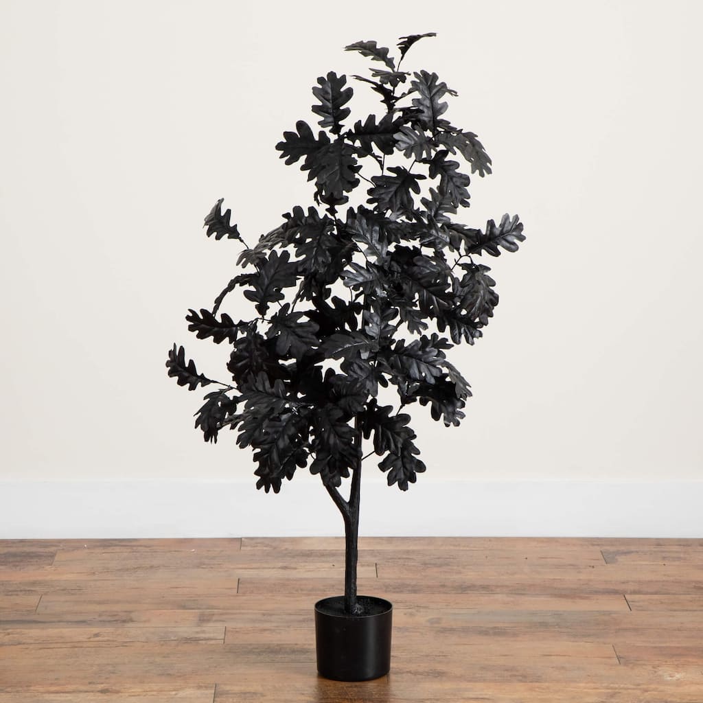 Black Oak Artificial Halloween Tree with Pot - 4'
