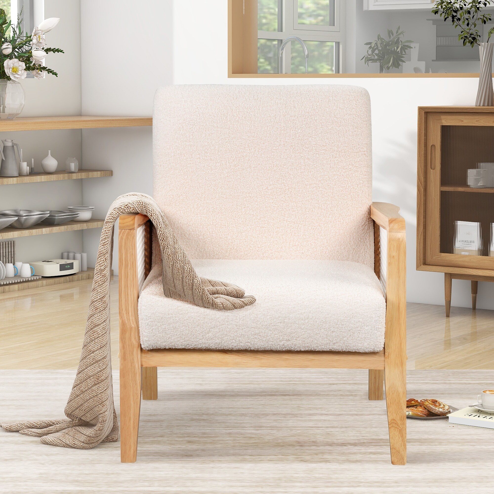 Wood arm accent best sale chair