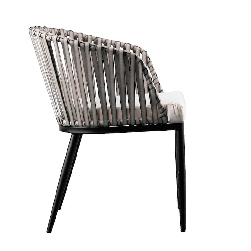 SEI Furniture Millie All-Weather black Metal Gray Wicker Patio Chairs with Cushions and Deep Seating (Set of 2)