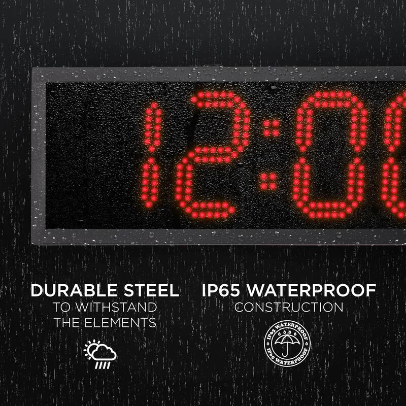 Ivation 48" Waterproof Large Digital Clock, Outdoor Large LED Clock with Stopwatch, Alarms & More - Red