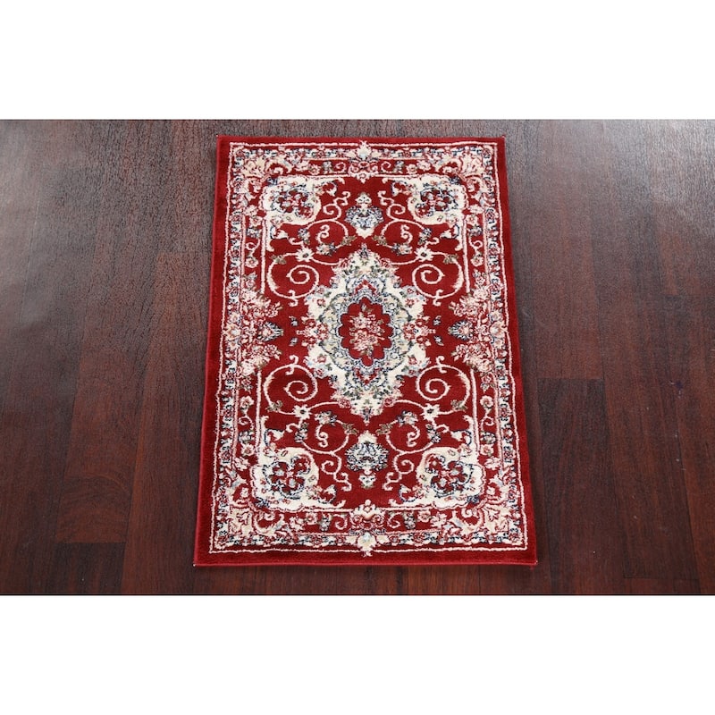 Red Floral Medallion Transitional Turkish Rug Oriental Carpet