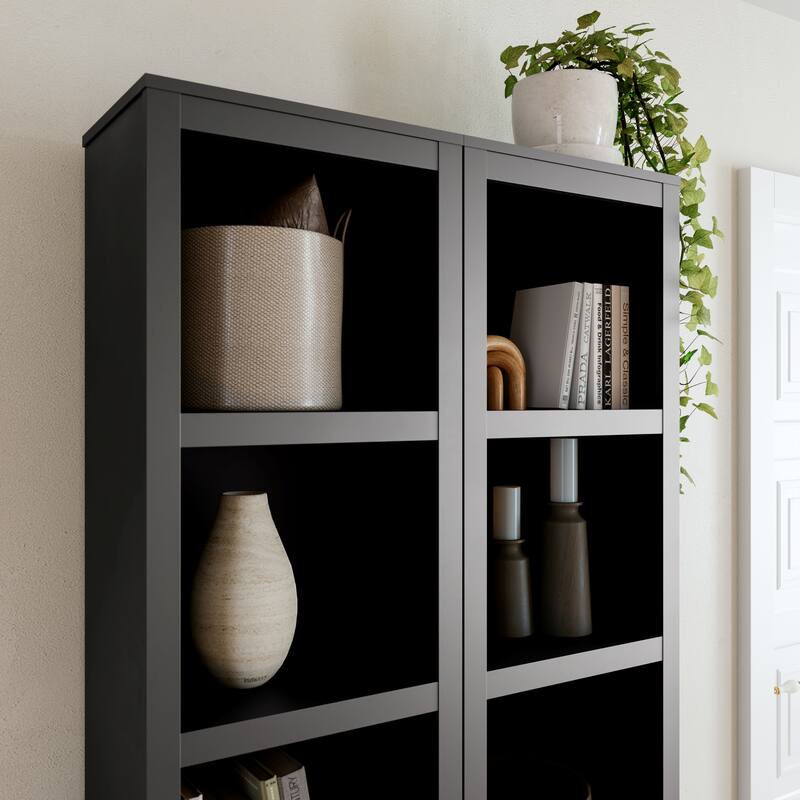 Prepac Moda 80" H 5-Tier Narrow Bookcase, Modern Storage Accent Bookshelf with 3 Adjustable Shelves for Home Office, Living Room