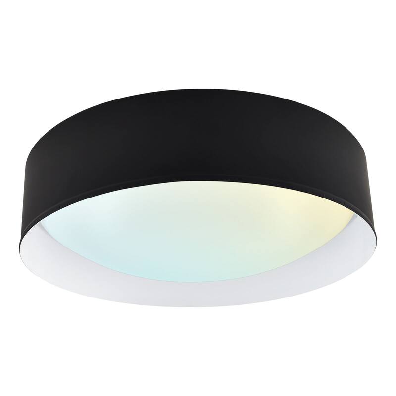 LUXRITE 17-Inch LED Flush Mount Light, 5CCT, 2420 Lumens, 34W, CRI 90, Dimmable, Interchangeable Canopy Black & White - Color Selectable 27K/30K/35K/40K/50K