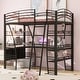 preview thumbnail 6 of 10, Black High Loft Bed w/ L-Shaped Desk and Storage Shelves, Metal Platform Bed w/ Curved Guardrail, USB Ports & Wireless Charging