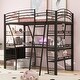 preview thumbnail 1 of 10, Twin Size Loft Bed with 4-Layer Shelves, L-Shaped Desk, Metal Frame, USB Ports, and Wireless Charging Black
