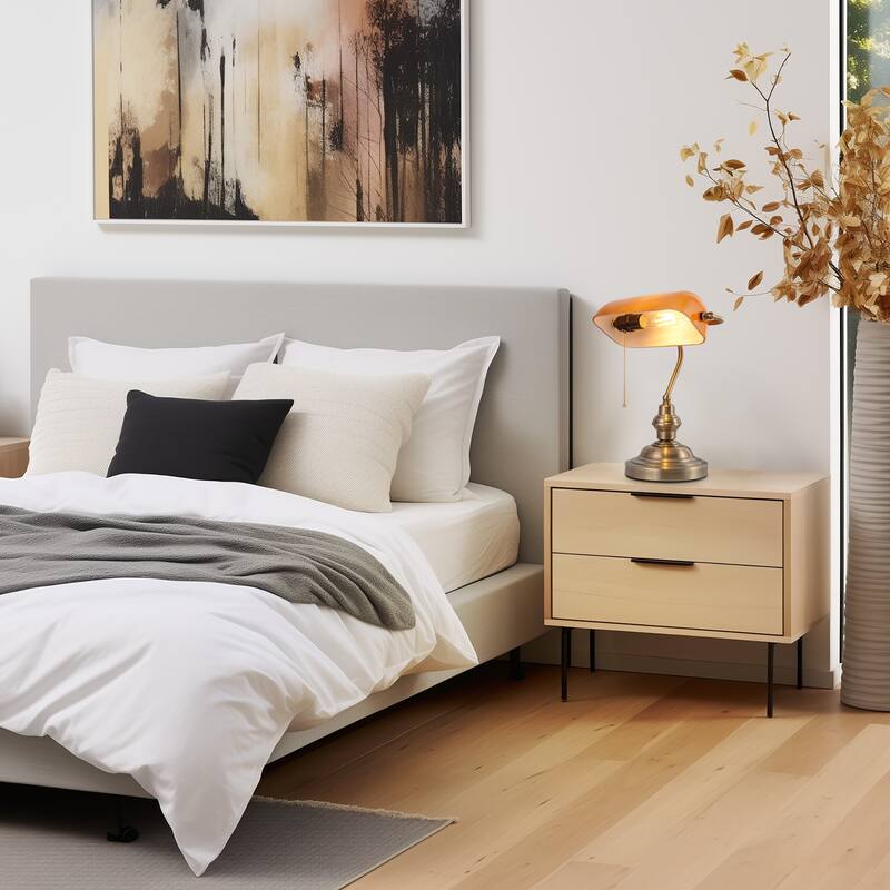 Orange E26 Single-Head Bedside Table Lamp, Modern Corded Nightstand Light, Warm Glow Ambient Lighting - 10.43*7.08*14.17