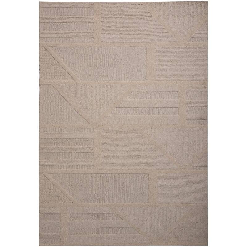 Alora Decor Lofton Geometric Hand-tufted Wool Rug - 5' x 7'6" - Beige