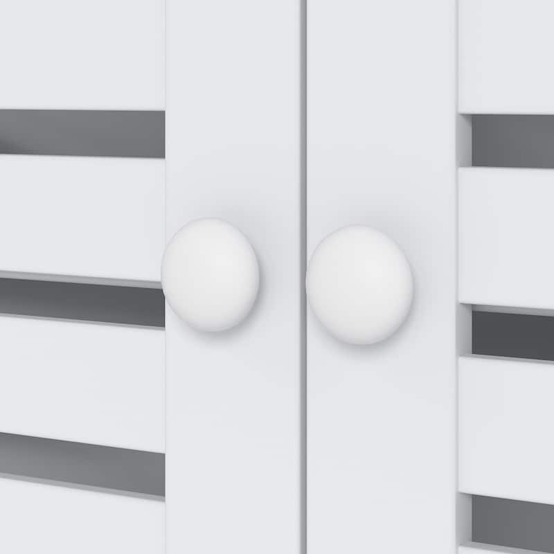 VECELO 68.5" Tall Triangle Corner Bookcase with Adjustable Open Shelves Magnetic Shutter Doors Storage Cabinet for Living Room