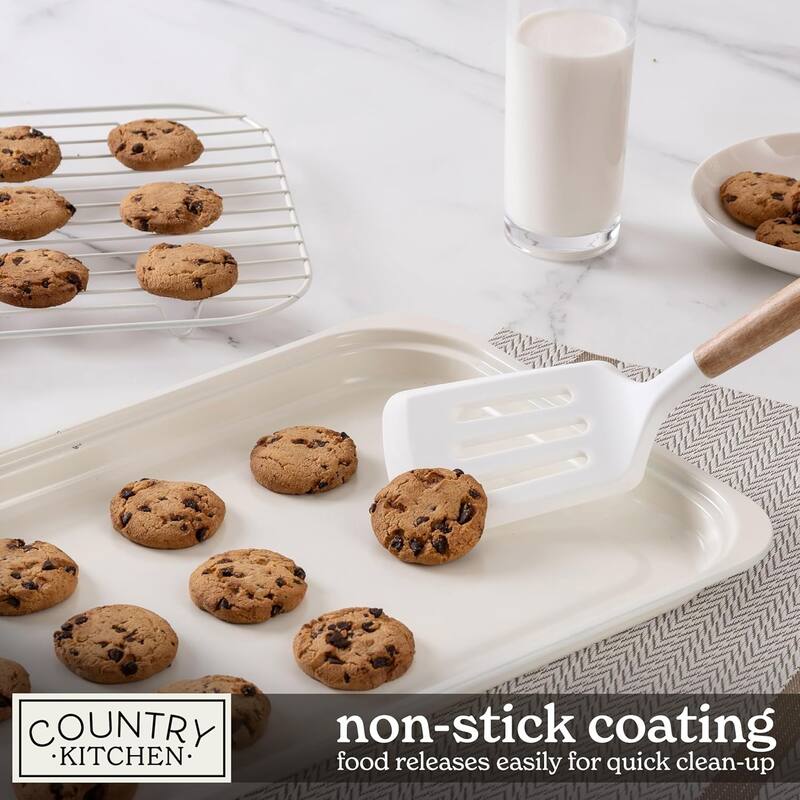 Country Kitchen 8-Piece Bakeware Set, Nonstick Baking Pans & Nesting Baking Sheets, Durable Steel, Grey