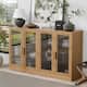 Large Sideboard Buffet Cabinet with 4 Glass Doors 2 Adjustable Shelves for Kitchen Living/Dinning Room Bedroom Entryway