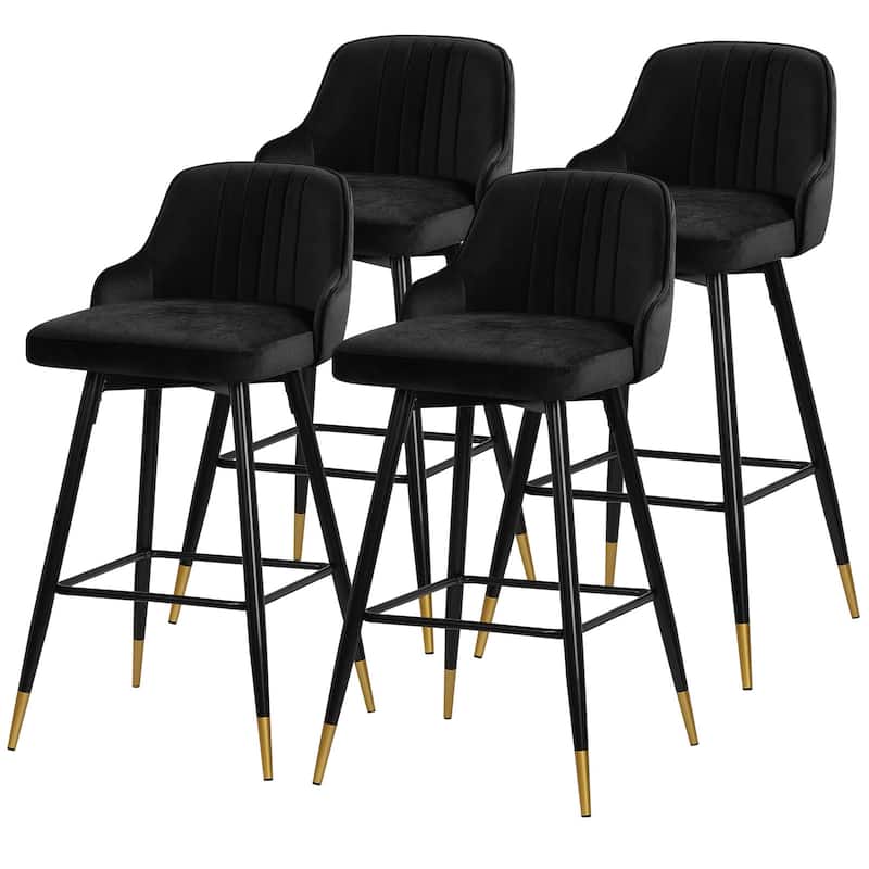 Modern Velvet Upholstered Swivel Counter/ Bar Stools Set of 2/4