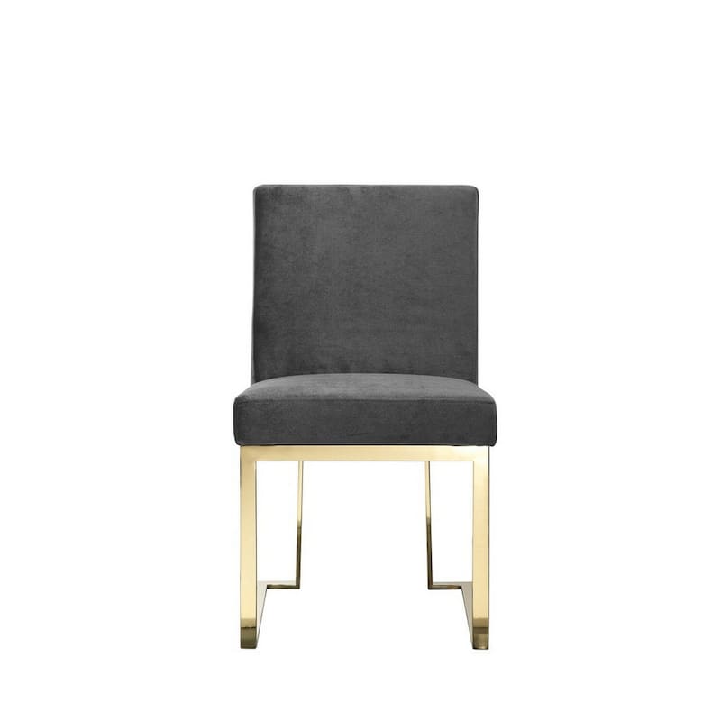 Gold/Gray Velvet Upholstered Metal Frame Dining Chair, Set of 2, Sturdy Dining Chair for Dining Rooms - 17.5