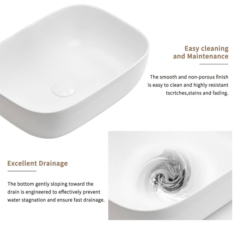 Porcelain Ceramic Oval Rectangle Bathroom Vessel Sink Above Counter