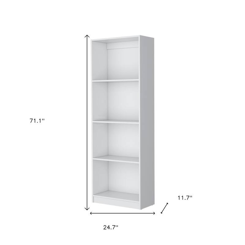 HomeRoots 71" White Wood Four Tier Bookcase
