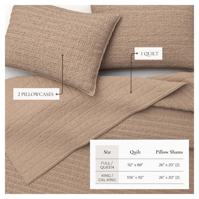 Linery & Co. Cotton Honeycomb Waffle Garment Washed Quilt Set